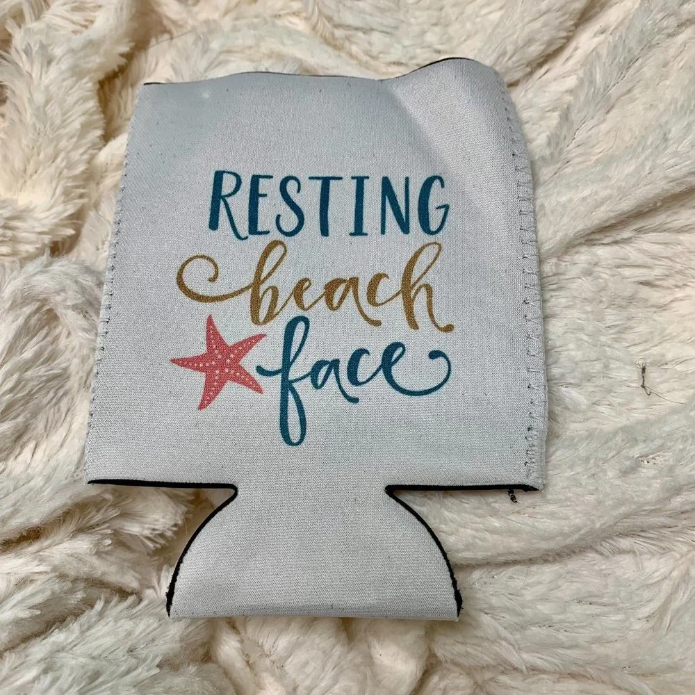 Resting Beach Face Can Koozie for Resort Vacay Beach or Pool